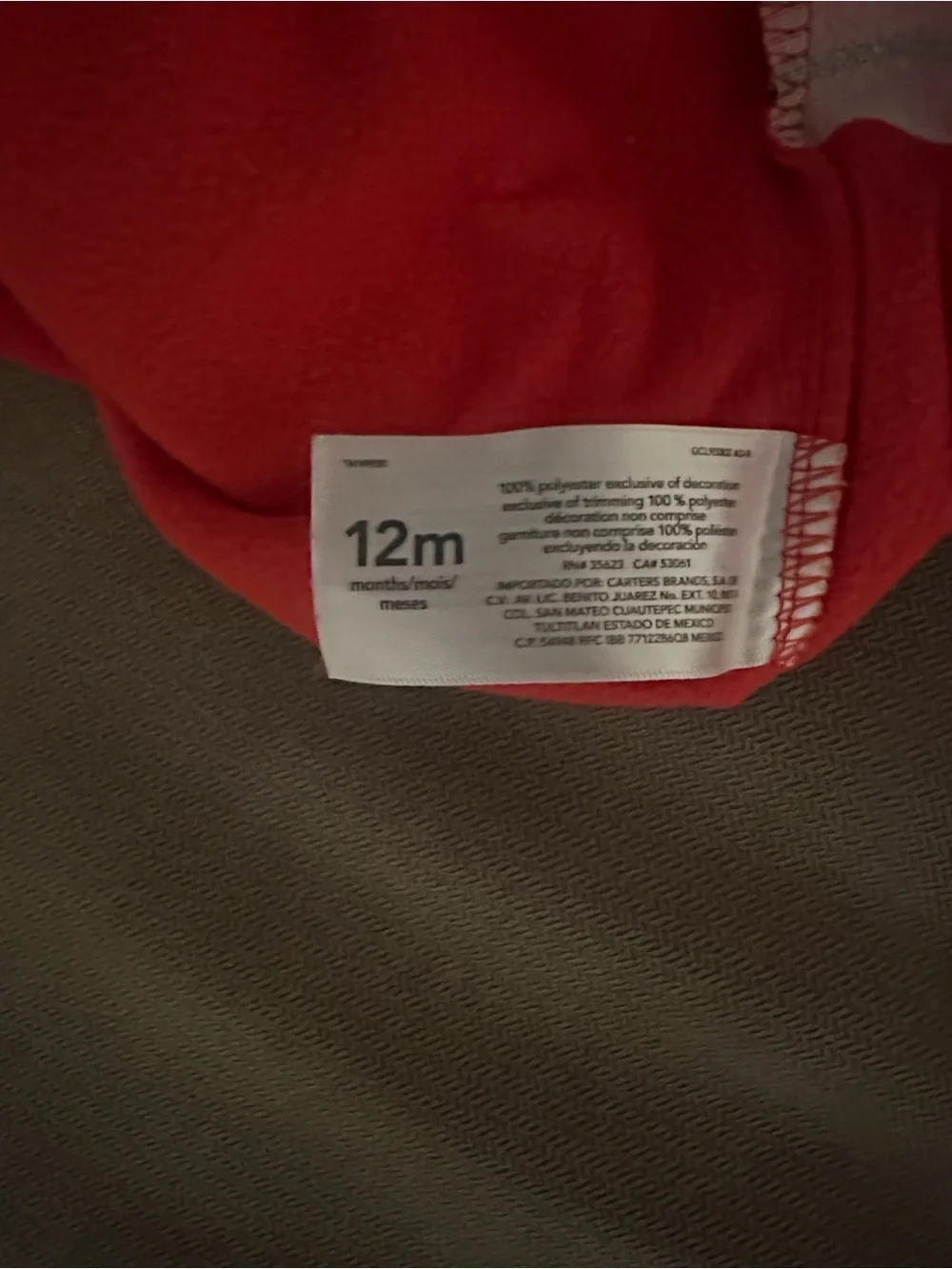 Carter’s Santa fleece Hooded One-Piece 12mo